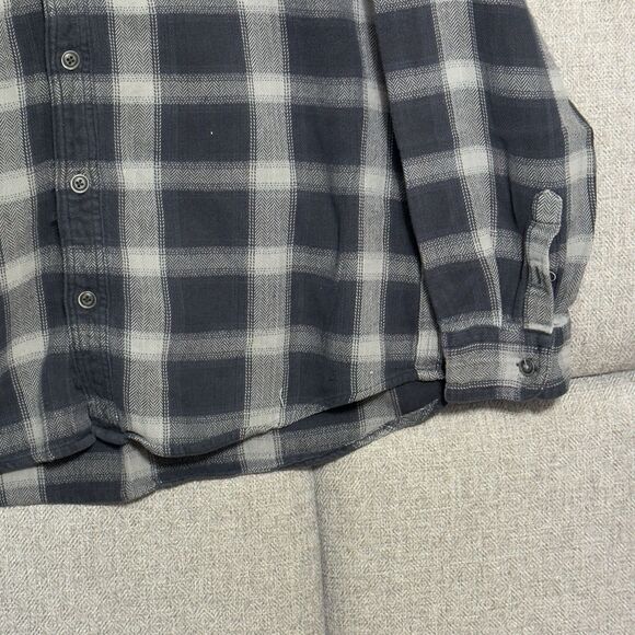 Ruff Hewn Men’s Flannel Shirt Black Grey Plaid Long Sleeve Button Front Size XL - Picture 3 of 15